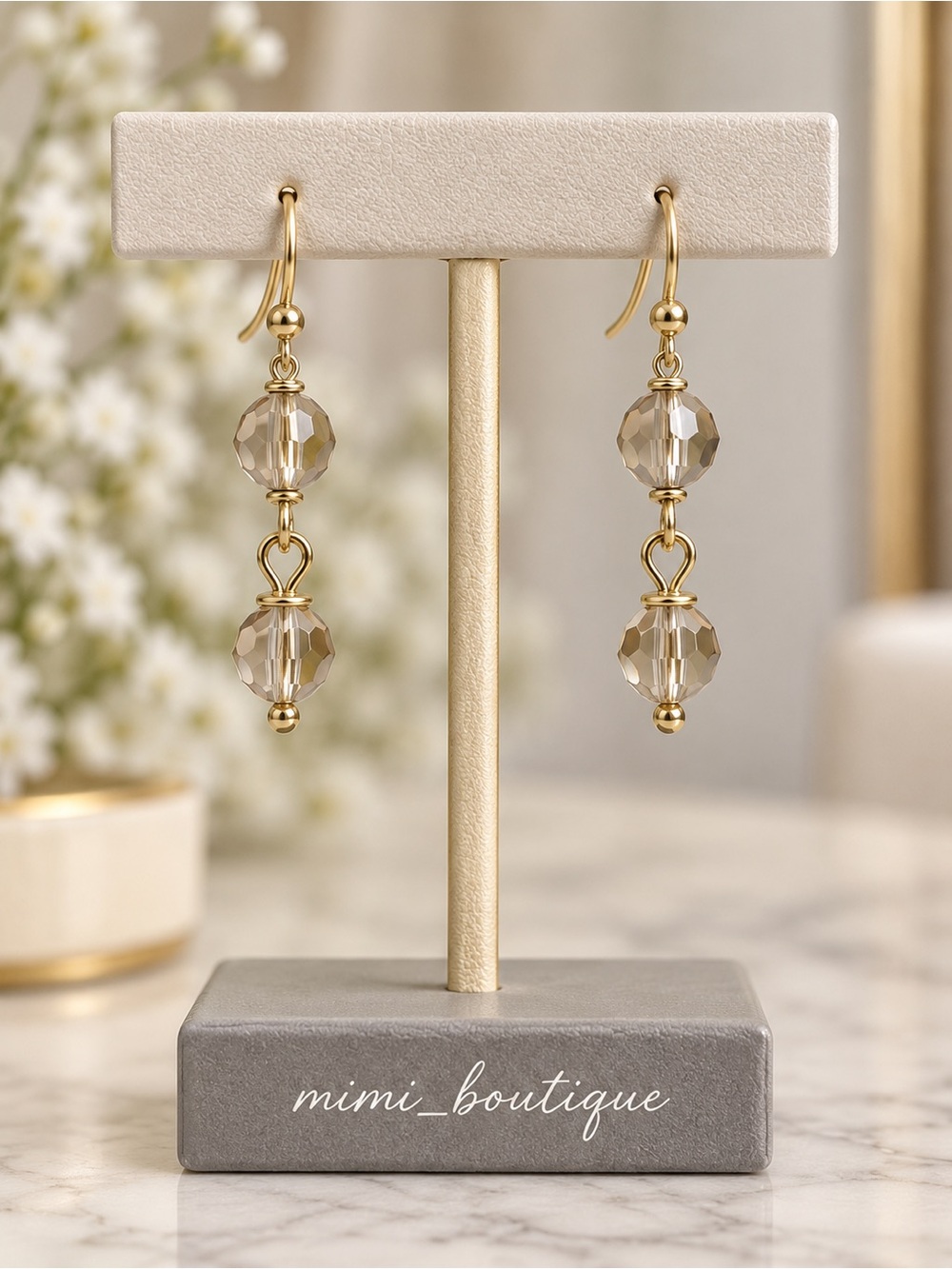 Swarovski Golden Shadow Crystal Gold Dangle Earrings